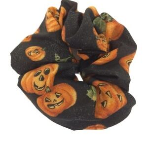 $4 Add-On Hair Scrunchie Halloween Jack-O-Lantern Pumpkin Orange Black Accessory